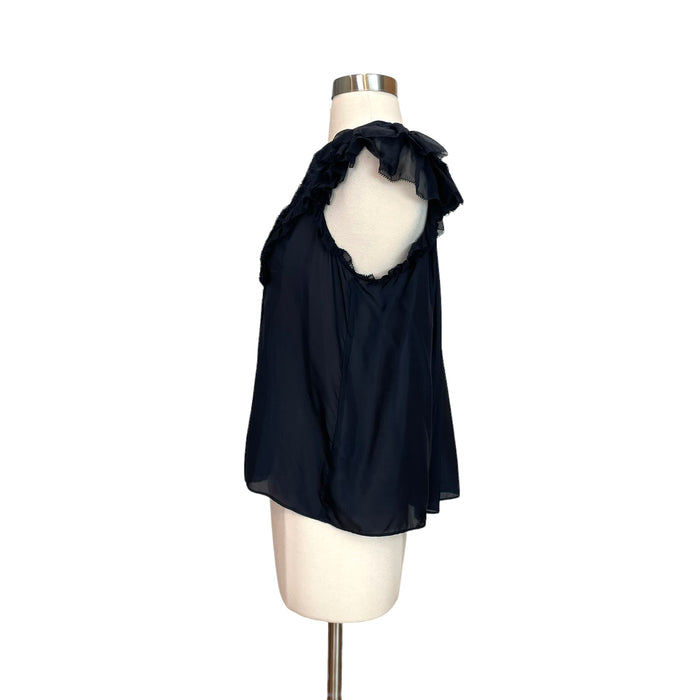 Navy Ruffled Blouse - 0