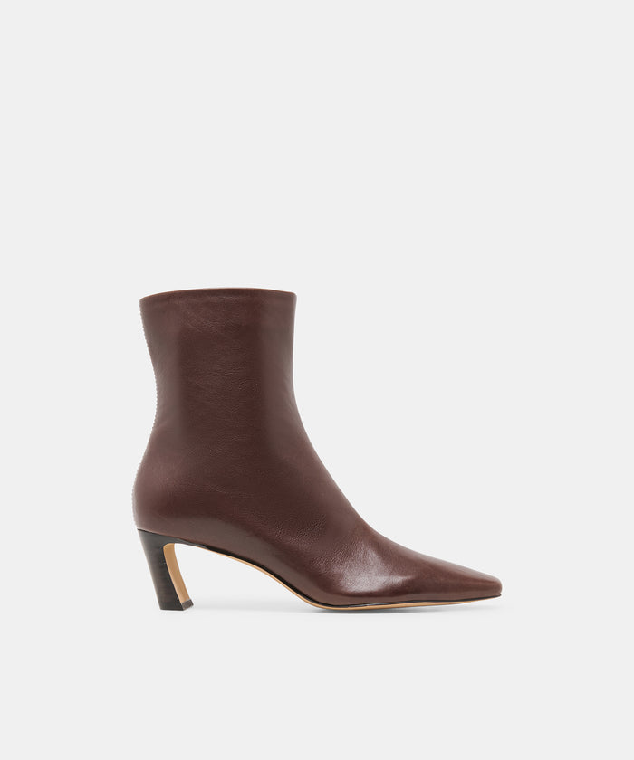 NESLY Dk Chocolate Leather Ankle Booties | Dolce Vita