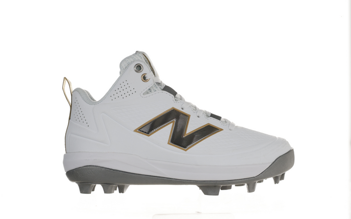 New Balance Youth Ohtani v2 Mid Turf – White/Gold/Baseball Silver Grey
