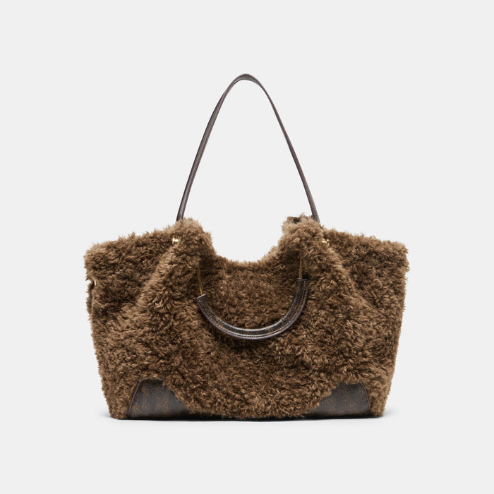 NOMAD Chocolate Faux Fur Tote Bag | Dolce Vita