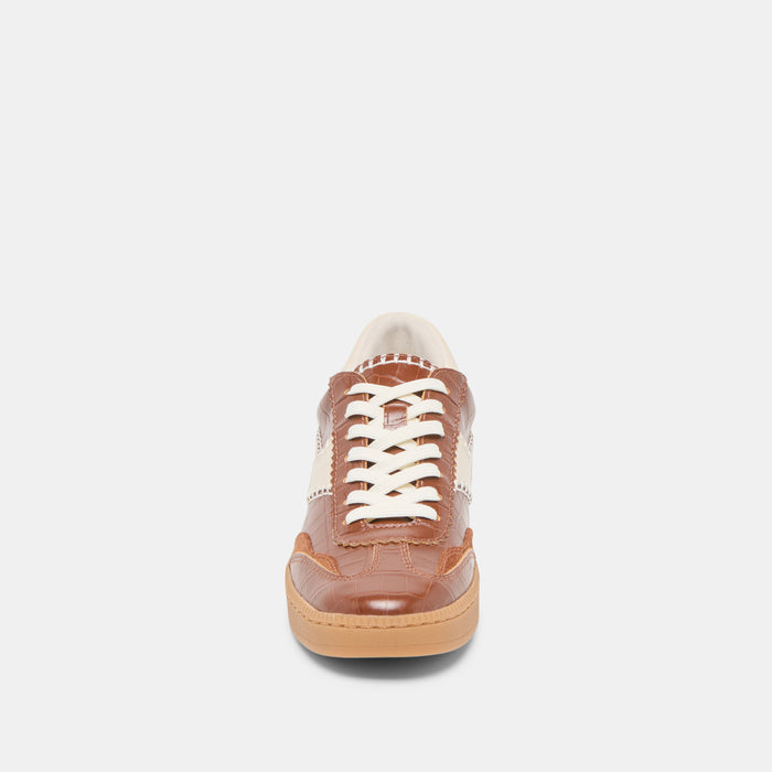 NOTICE STITCH  SNEAKERS COGNAC CROCO EMBOSSED LEATHER