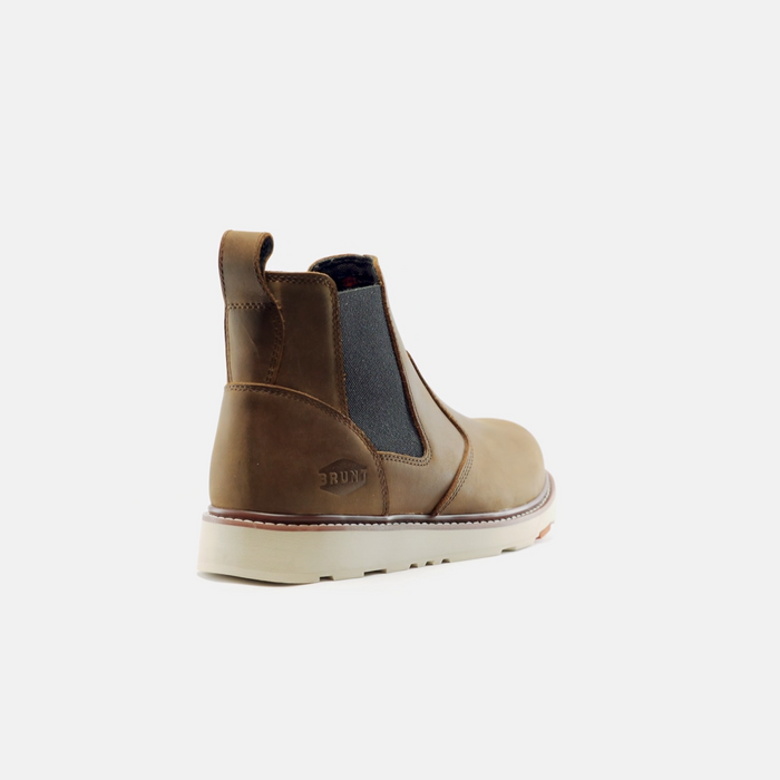 Video still showing the BRUNT Ohman unlined composite toe pull-on work boot in brown