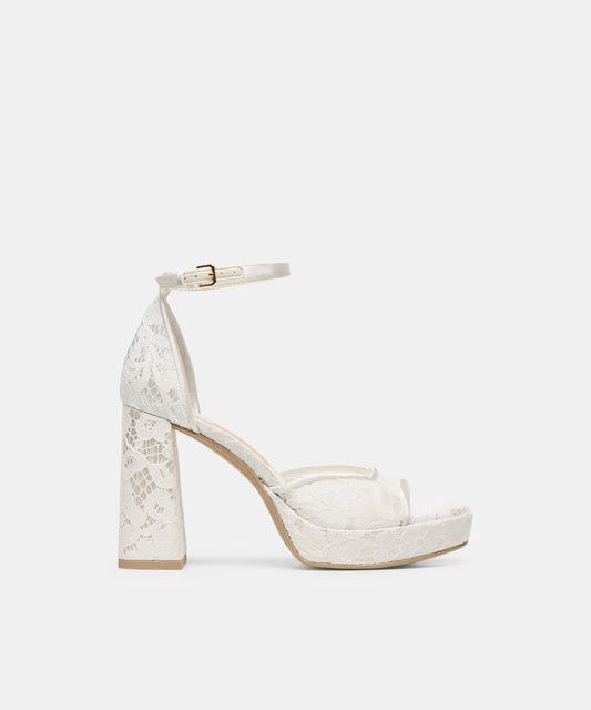 PANDRO True White Lace Platform Open-Toe Bridal Heels | Dolce Vita