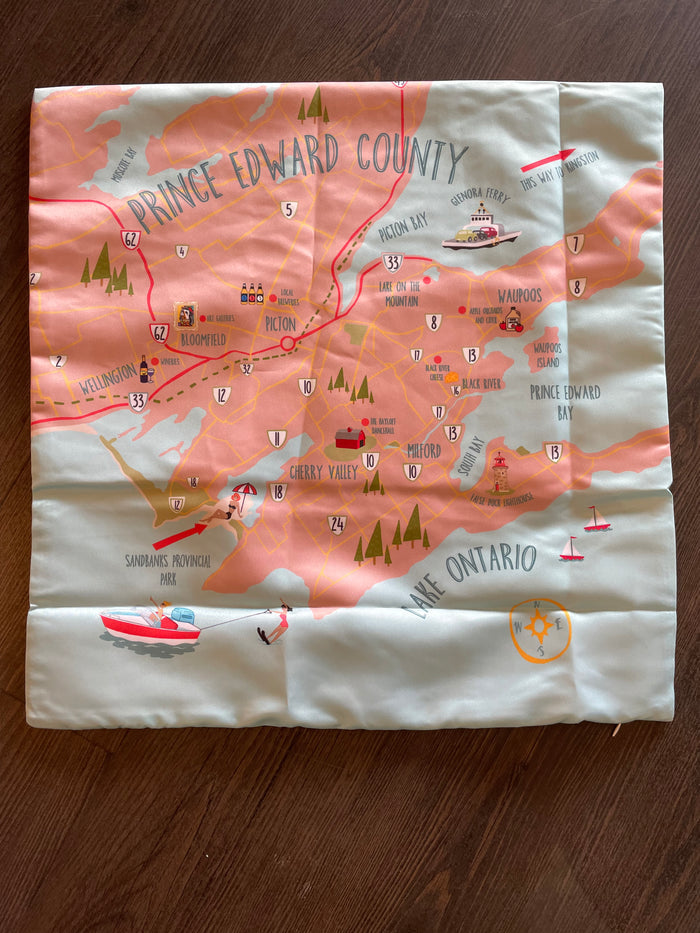 Prince Edward County Map Pillow Slip