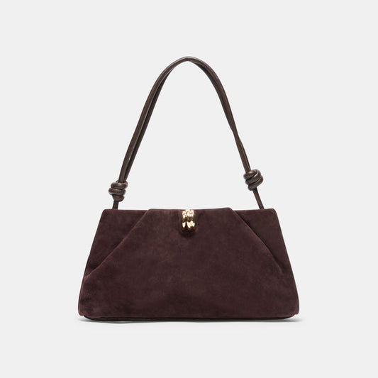 RAVEL Chocolate Suede Adjustable Shoulder Bag | Dolce Vita