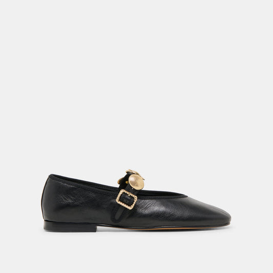 Relan Black Leather Ballet Flats | Dolce Vita