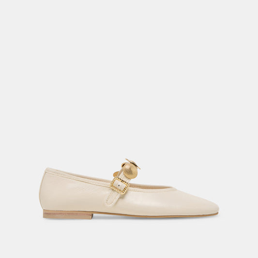 Relan Wide Off White Leather Ballet Flats | Dolce Vita