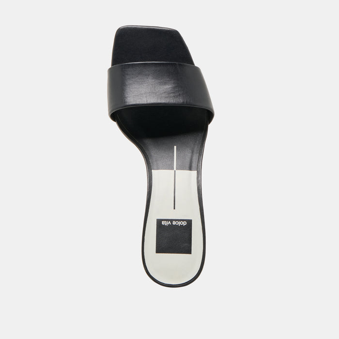 REXA WIDE HEELS BLACK LEATHER