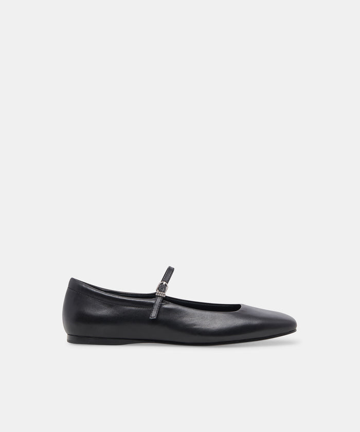 REYES Black Leather Mary-Jane Ballet Flats | Dolce Vita