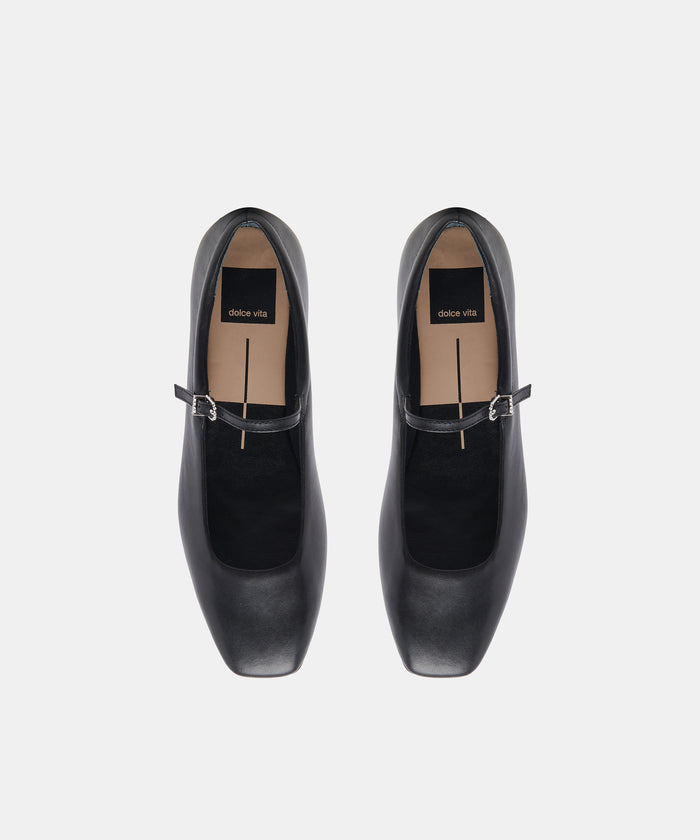 REYES BALLET FLATS BLACK LEATHER