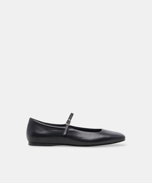 REYES Wide Width Black Leather Mary-Jane Ballet Flats | Dolce Vita