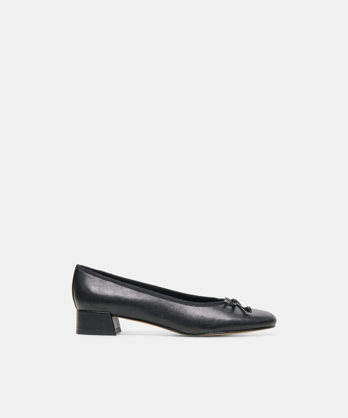 RITLA MID Black Leather Ballet Block Heels | Dolce Vita