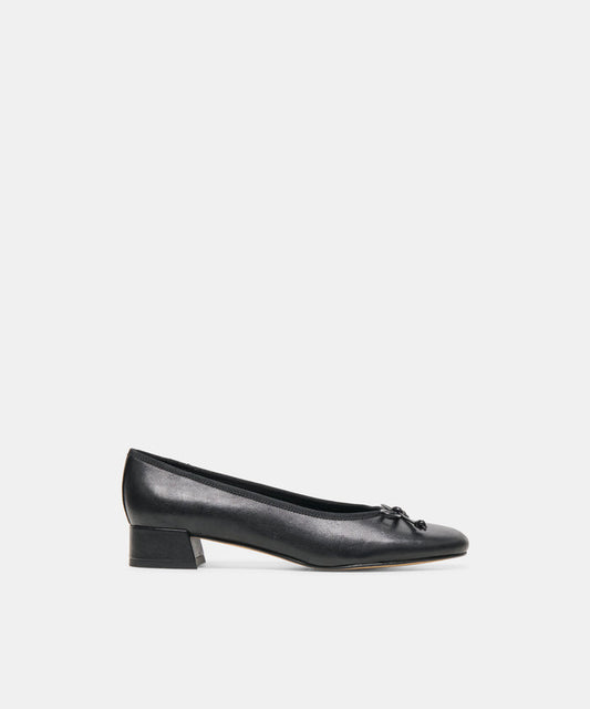 RITLA MID Black Leather Ballet Block Heels | Dolce Vita