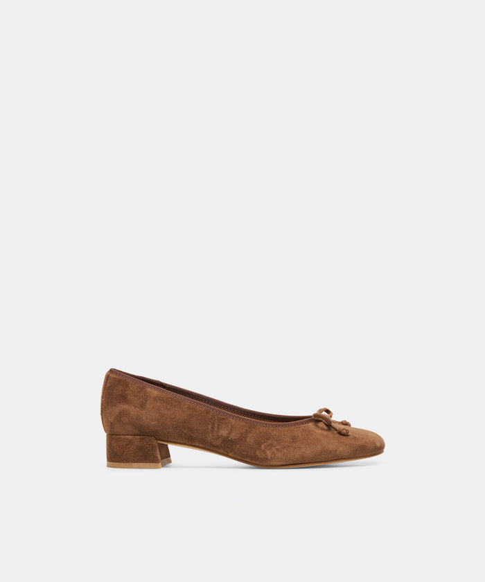 RITLA MID Cocoa Suede Ballet Block Heels | Dolce Vita