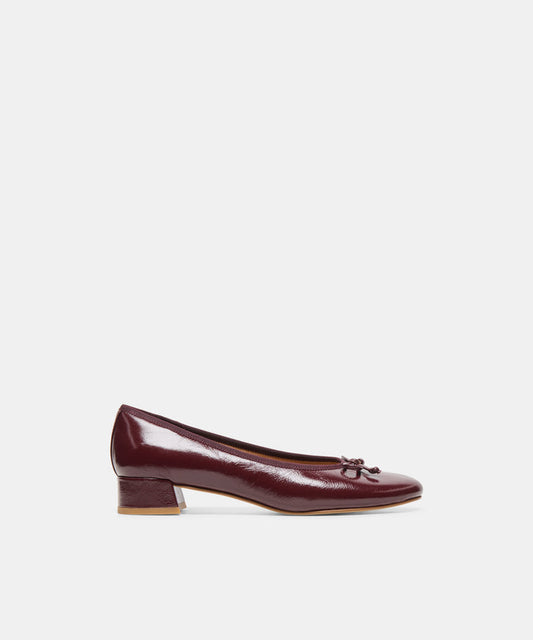 RITLA MID Cranberry Leather Ballet Block Heels | Dolce Vita