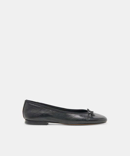 Ritla Wide Black Leather Ballet Flats | Dolce Vita