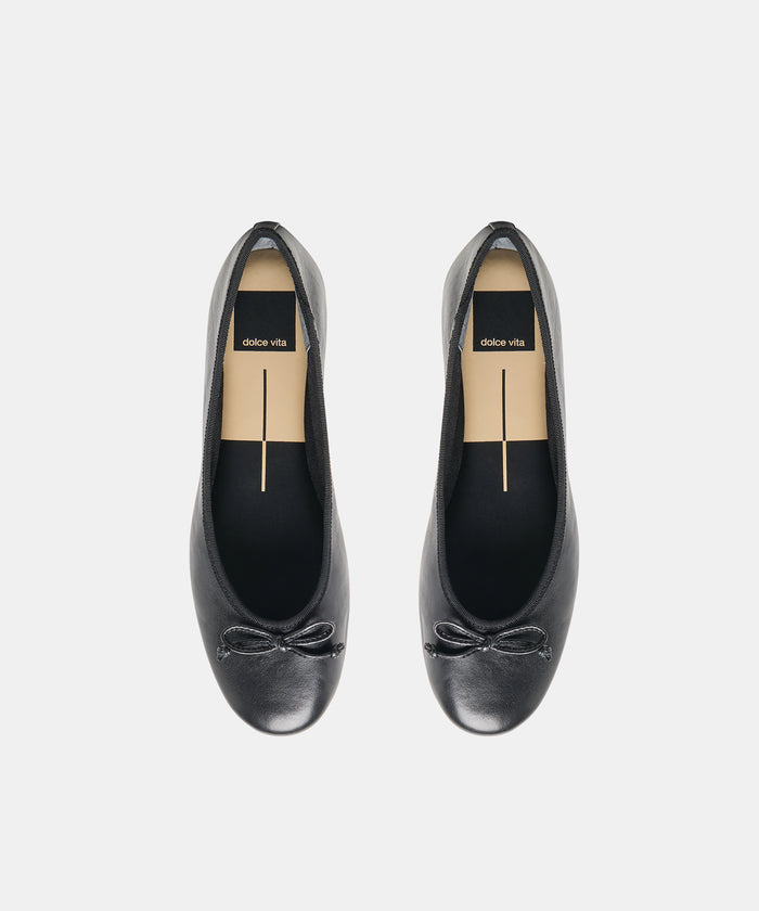 RITLA WIDE BALLET FLATS BLACK LEATHER