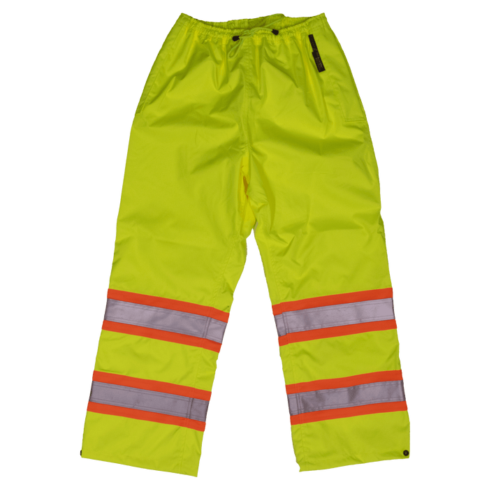Tough Duck 300D safety rain waist pant in solid green, front view