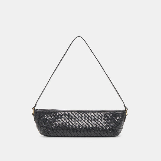 Savaii Black Woven Leather Shoulder Bag | Dolce Vita