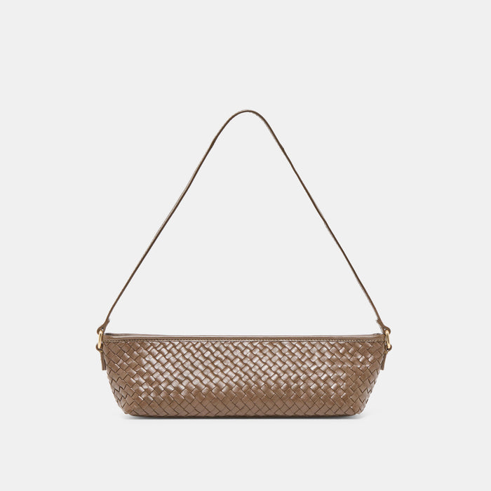 Savaii Brown Woven Leather Shoulder Bag | Dolce Vita