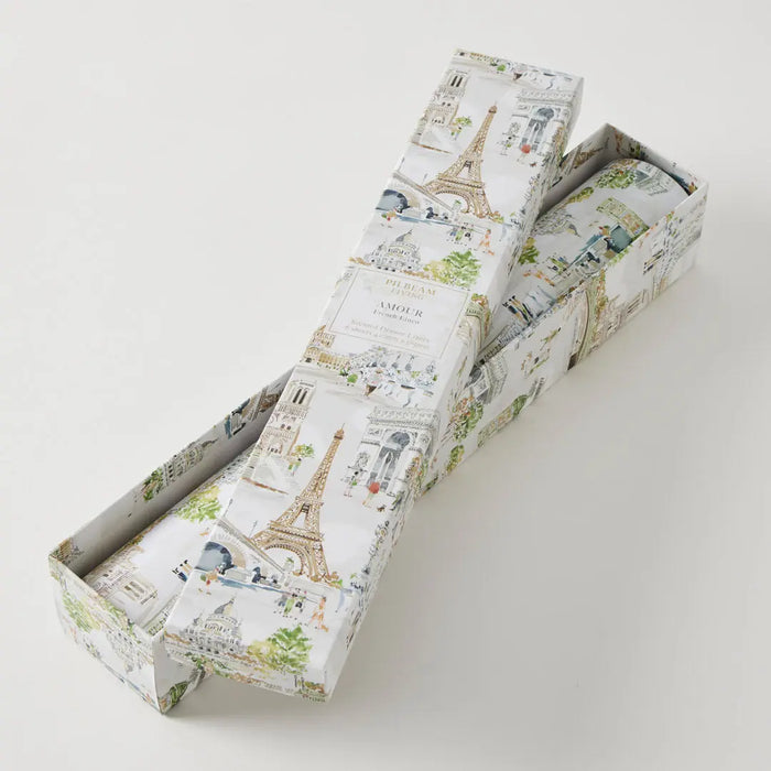Scented drawer liners with Paris-themed design on a white background