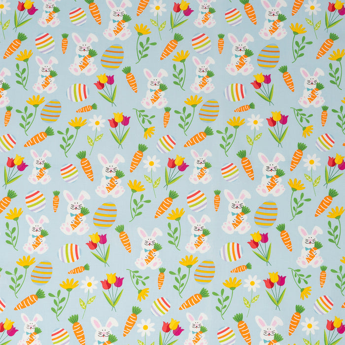 SINGER®  Fabric, 100% Cotton, 44 Inch Wide, Bunnies And Carrots On Blue, Cut by the Yard
