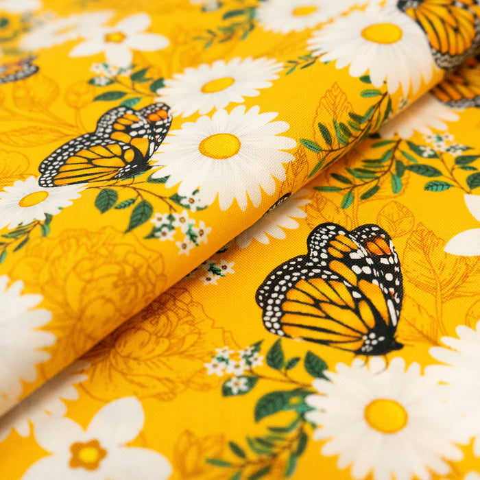 SINGER®  Fabric,  100% Cotton, 44 Inch Wide, Orange And Green Butterfly, Cut by the Yard