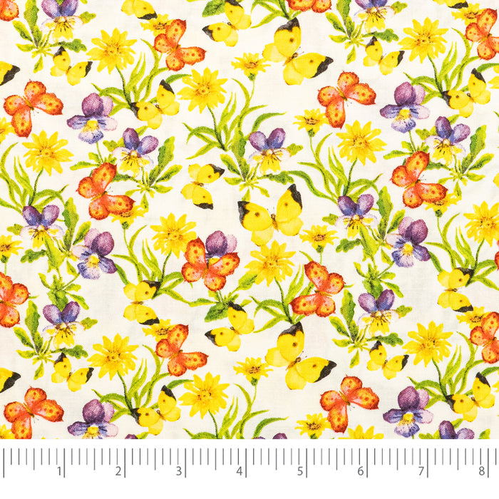 SINGER®  Fabric,  100% Cotton, 44 Inch Wide, Yellow And Green Butterfly, Cut by the Yard