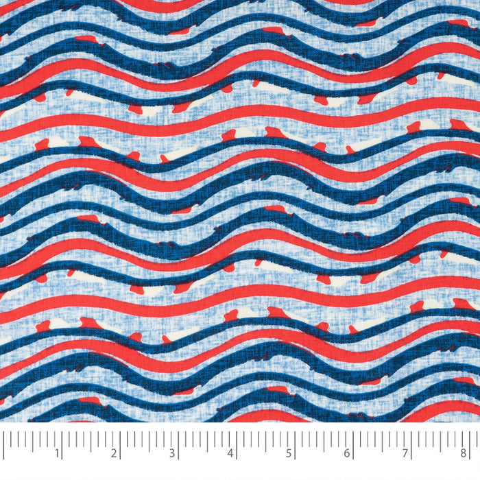 SINGER® Fabric, 100% Cotton, Americana Wavey Lines, Cut by the Yard