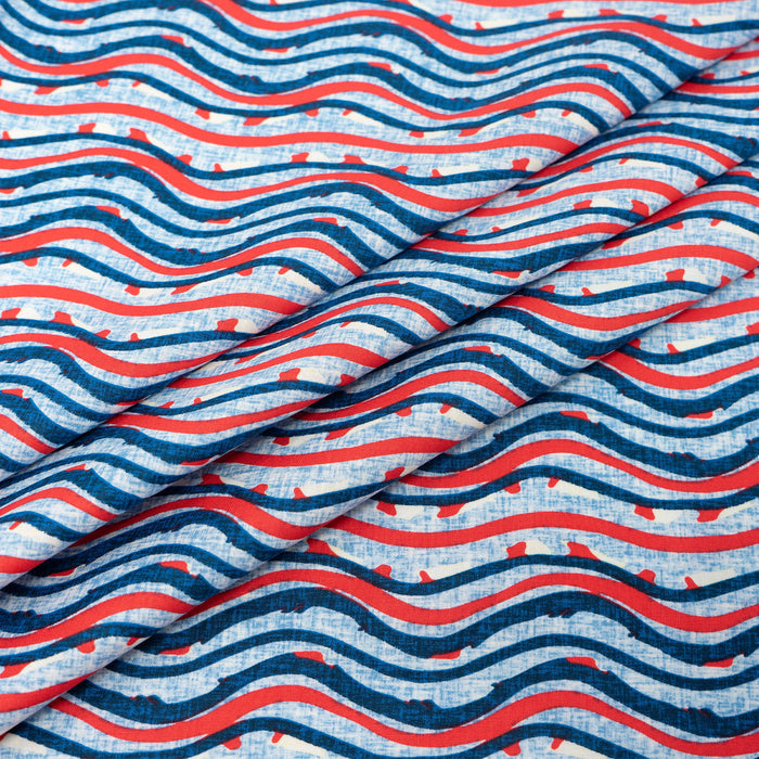 SINGER® Fabric, 100% Cotton, Americana Wavey Lines, Cut by the Yard
