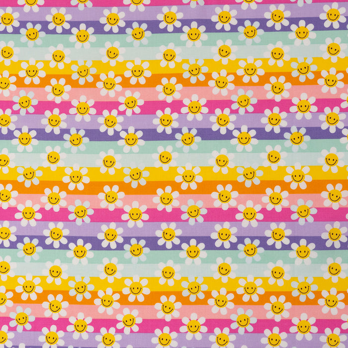 SINGER® Fabric, 100% Cotton, Modern Daisy Stripes, Cut by the Yard
