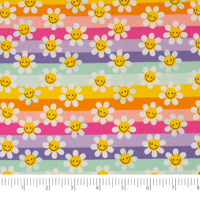 SINGER® Fabric, 100% Cotton, Modern Daisy Stripes, Cut by the Yard