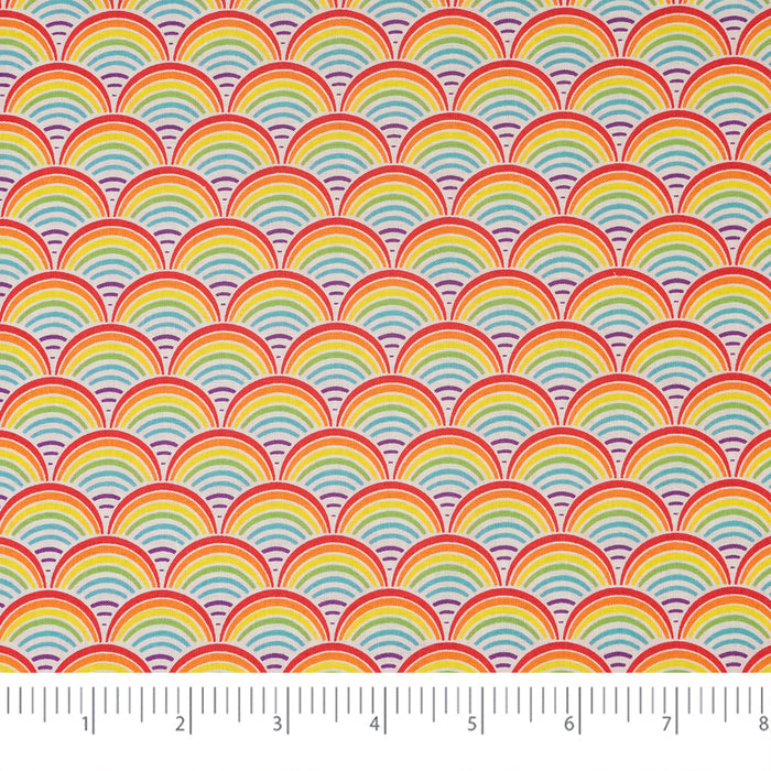 SINGER® Fabric, 100% Cotton, Rainbow Geo Scallops, Cut by the Yard