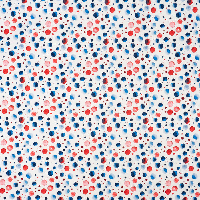 SINGER® Fabric, 100% Cotton, Red Wht Blue Watercolor Dots, Cut by the Yard