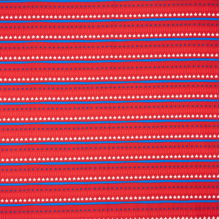 SINGER® Fabric, 100% Cotton, Stars & Dots On Royal Red, Cut by the Yard