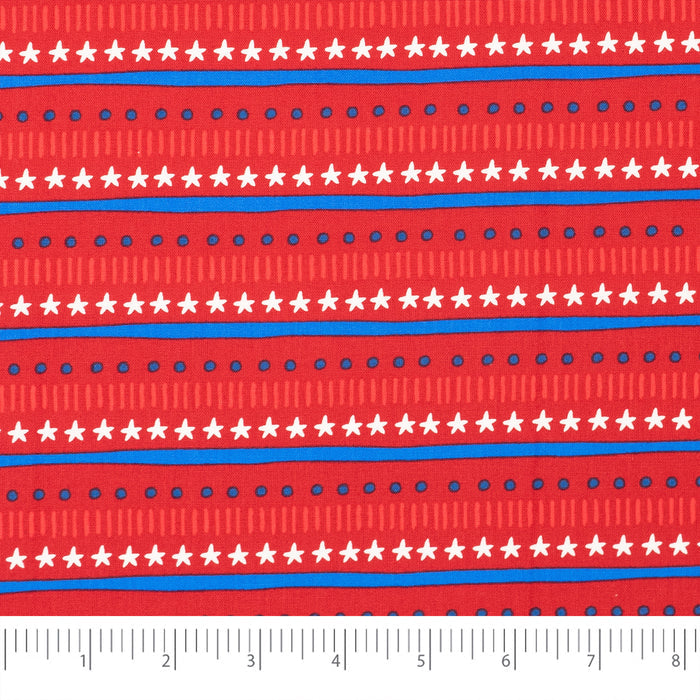 SINGER® Fabric, 100% Cotton, Stars & Dots On Royal Red, Cut by the Yard