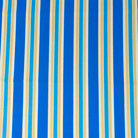 Stitch & Sparkle 100% Cotton Duck Print 45" Wide, Cut by the Yard, Large Stripe Print||color:Azure Tan