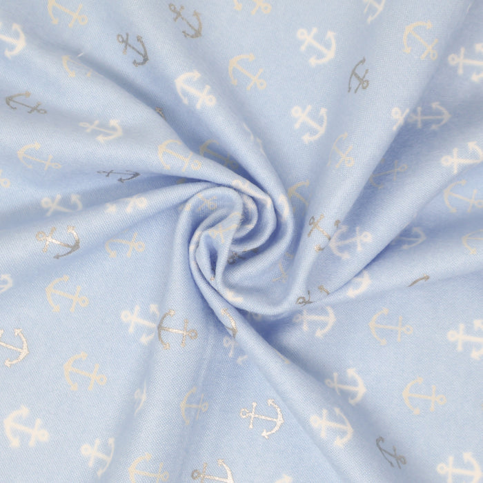 Stitch & Sparkle Bamboo Rayon Fabric Cotton 42/44 Width, by the Yard, Blue Anchor
