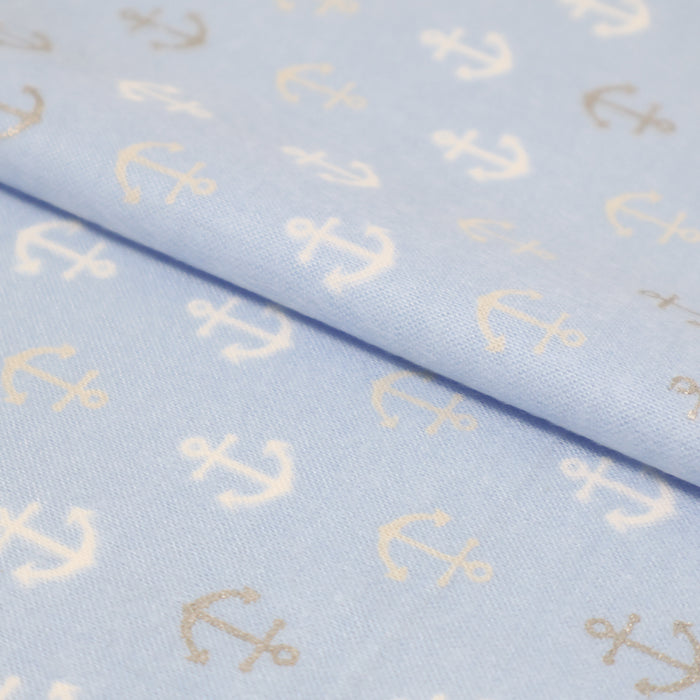 Stitch & Sparkle Bamboo Rayon Fabric Cotton 42/44 Width, by the Yard, Blue Anchor