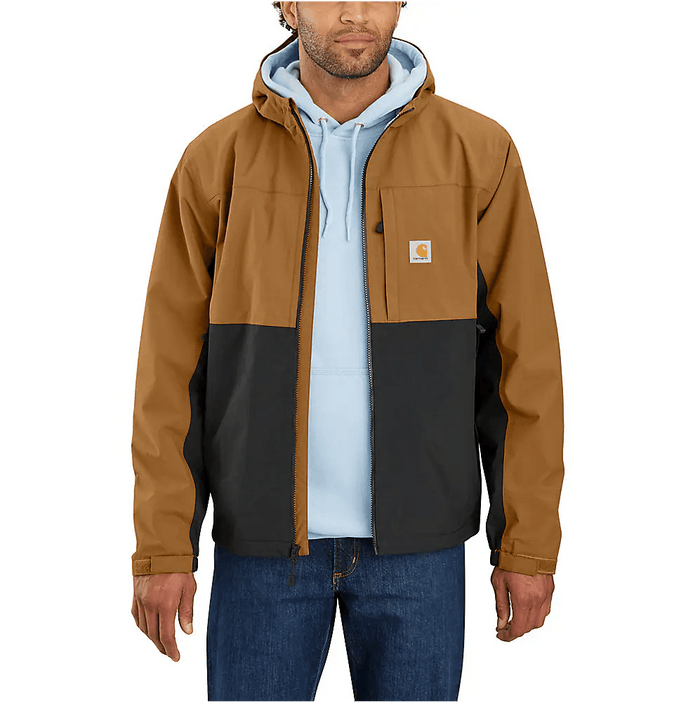 Carhartt Storm Defender relaxed fit lightweight packable jacket in Carhartt brown and black