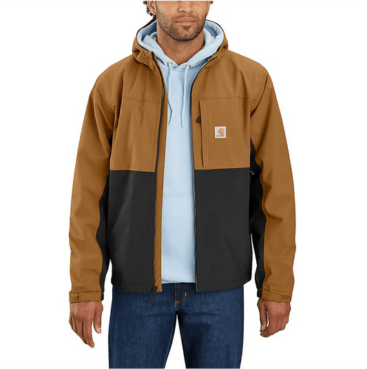 Carhartt Storm Defender relaxed fit lightweight packable jacket in Carhartt brown and black