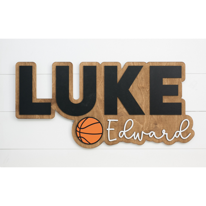 Sugar + Maple Bubble Wood Sign | Basketball