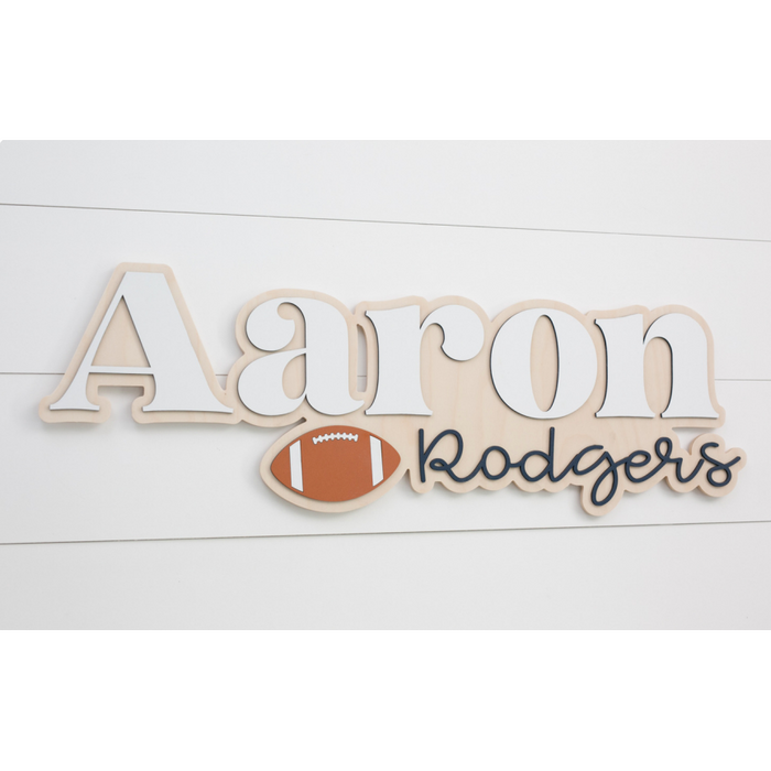 Sugar + Maple Bubble Wood Sign | Football