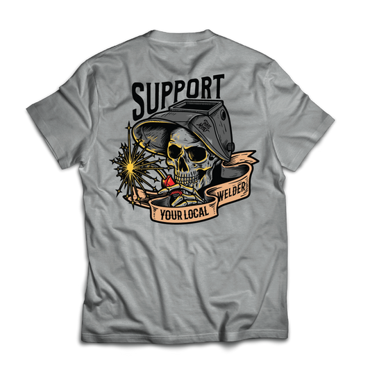 Trade Money Support Your Local Welder graphic tee in grey frost, big and tall sizing