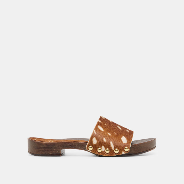 SYMONE Chestnut Calf Hair Slip-On Sandals | Dolce Vita
