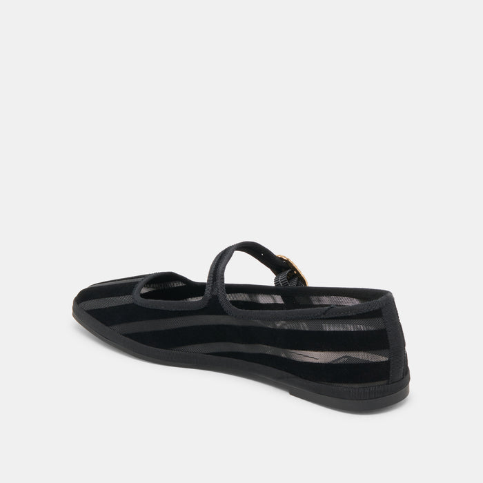 TAMEKA BALLET FLATS BLACK STRIPE MESH