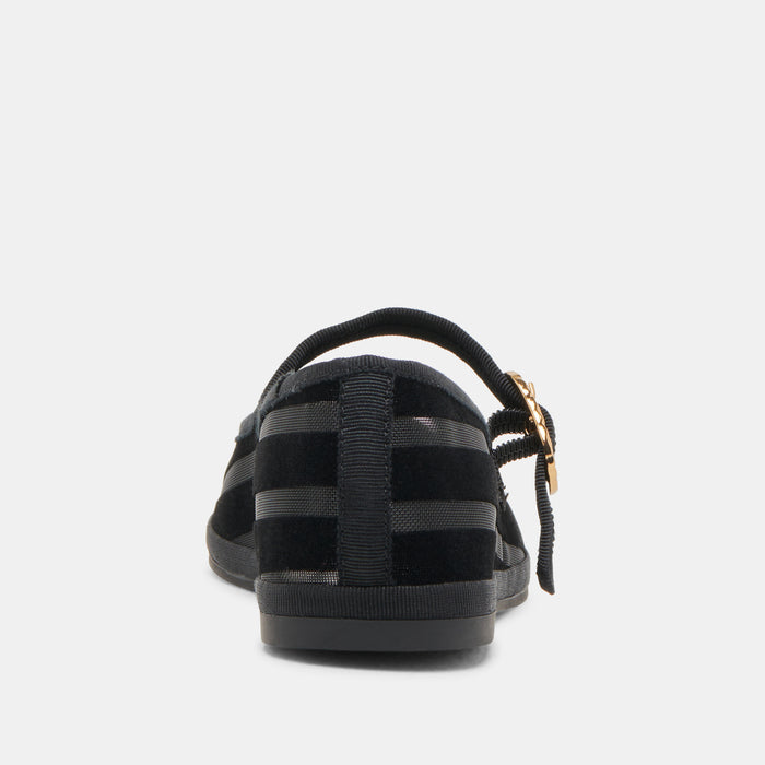 TAMEKA BALLET FLATS BLACK STRIPE MESH