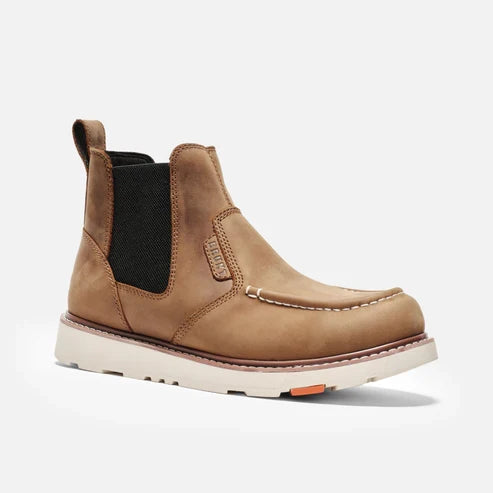 Waterproof composite toe work boot by BRUNT in brown with wedge outsole, additional product view