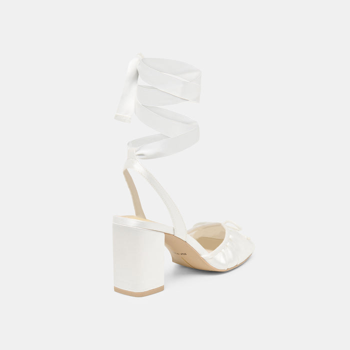 TISHA HEELS TRUE WHITE SATIN