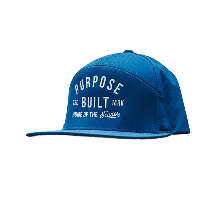 Purpose-Built Trademark Performance 7 panel hat in radial blue